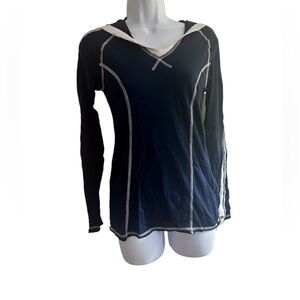 Navy Long Sleeve Women's Hooded Top